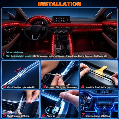 Car Interior LED Lights (6 LED/315 Inches Fiber Optic)