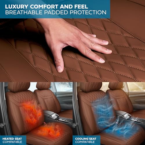 Curated Terracotta Napa Leather Seat Covers for Cars & SUVs (Brown/Black (Teracotta) / Front Seats)