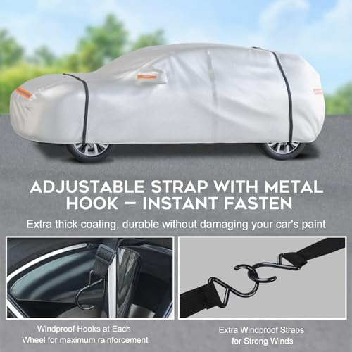 Heavy Duty SUV Car Cover Waterproof All Weather for Automobiles (Silver / Fit SUV-Length (Up To 189"))