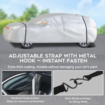 Heavy Duty SUV Car Cover Waterproof All Weather for Automobiles (Silver / Fit SUV-Length (Up To 189"))