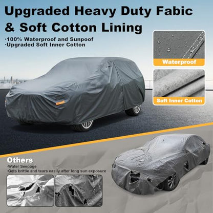 Multi Layer Large SUV Car Cover Waterproof All Weather Heavy Duty