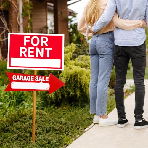 12 Pcs Garage Sale Signs with Stakes Double Sided (Red and White)