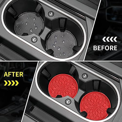 Car Coasters for Cup Holders [4 Pack] (4 Pack-red)