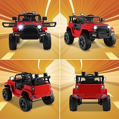 Ride on Car 12V Battery Powered Truck Vehicle with Remote Control (Red / 39" x 26" x 26")