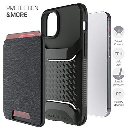 Exec Magnetic Wallet Designed for iPhone 12 mini Case with Card Holder Pocket Easily Removable for Wireless Charging Built (iPhone 12 mini / Black)