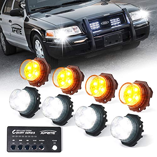 White Amber LED Hideaway Strobe Lights Kit (White Amber / 8 pcs)