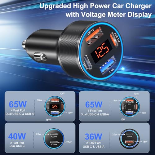 USB C Car Charger (1-Pack / Black)