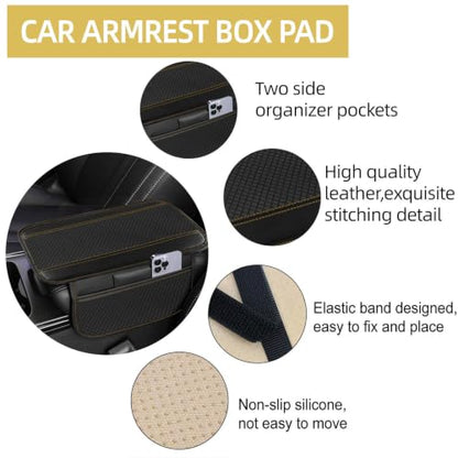6 PCS Car Steering Wheel Cover Set (Steering Wheel Cover Set / Black with beige)