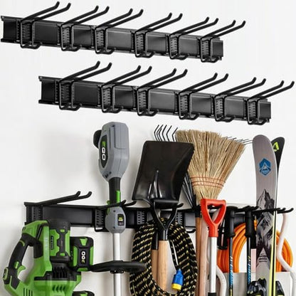 96 Inch Heavy Duty Wall Mount Garden Tool Organizer for Garage (Black / 96 Inch)