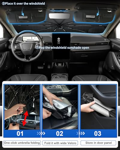for 2026 Ford Mustang Mach E Car Windshield Sun Shade Umbrella (2021-2026 Mustang Mach-E)