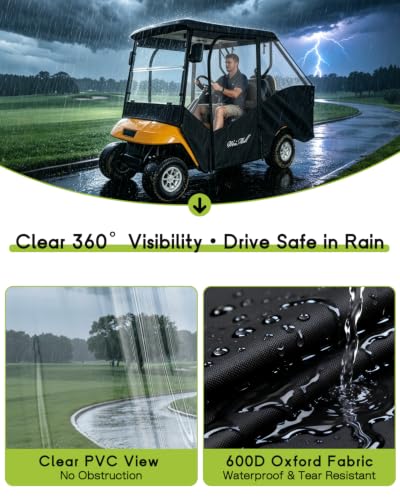 Golf Cart Enclosure 4 Passenger for EZGO TXT Short Roof 4 (for EZGO TXT Short Roof 4 Passenger / Black)