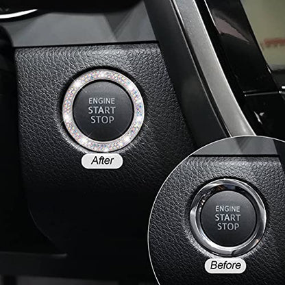 2PCS Zinc Alloy Rhinestone Engine Start Button Rings (AB)