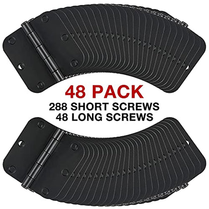 Rounded Door Hinges Matte Black 3.5" 5 (Matte Black-Rounded / 48 Pack)