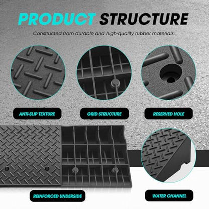 7.7" Rise Rubber Curb Ramp Heavy Duty Loading Driveway Ramp Threshold Ramp 39" W x 19.7" D x 7.7" H for Loading Dock (7.7 in)