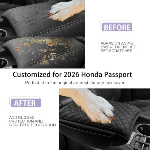 2026 2027 Passport Center Console Cover Compatible with 2026 2027 Honda Passport RTL (2026 2027 Passport Thick Black)