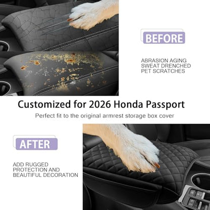 2026 2027 Passport Center Console Cover Compatible with 2026 2027 Honda Passport RTL (2026 2027 Passport Thick Black)