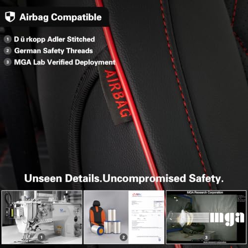 Custom Seat Covers for KIA Sportage LX 2023 (Black with Red Piping / 2023-2026 Sportage LX (No Hybrid ))