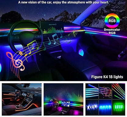Acrylic Interior Car LED Strip Lights (18in1-90CM)