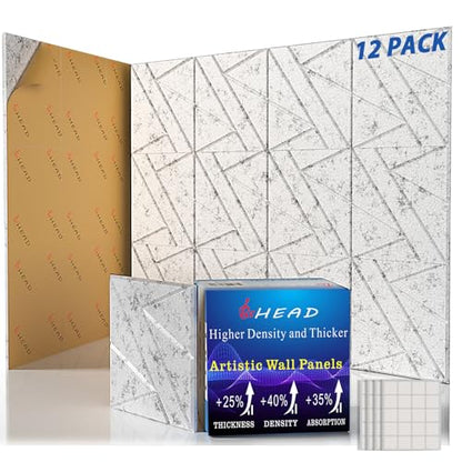 12 Pack Self Adhesive Soundproof Wall Panels (12 Pack-12×12in / Gray)