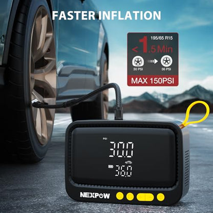 Tire Inflator Portable Air Compressor (Cordless 150 PSI / Yellow)
