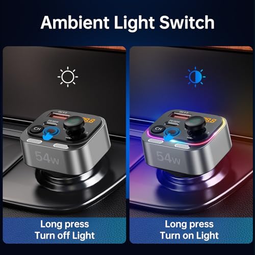 Bluetooth 5.4 FM Transmitter Car Adapter 54W (Silver)