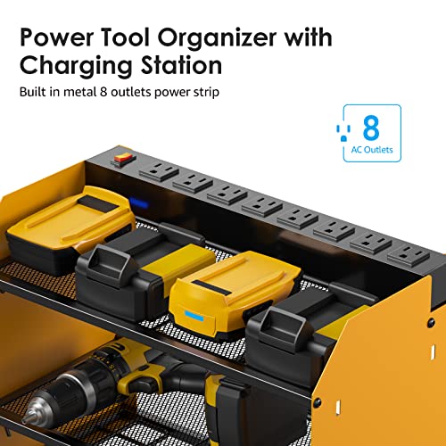 Modular Power Tool Organizer Wall Mount Charging Station (Yellow / 6FT Cord)