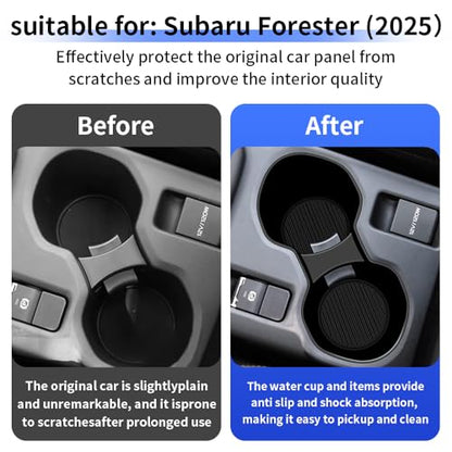 Car Cup Holder Insert for Subaru Forester 2025 2026 Auto Interior Accessories Center Console Organizer Water Bottle Cupholder Storage Coasters Station TPE Silicone Vehicle Decoration Accessory (For Subaru Forester 2025 2026)