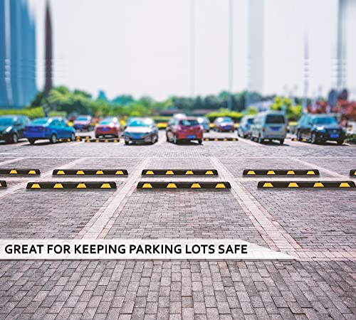 Rubber Parking Curb Garage Car Stopper (black/yellow 12pack)