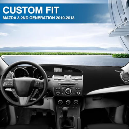 Black Dash Cover for 2010 2011 2012 2013 Mazda3 Non (Mazda3 10-13(black))