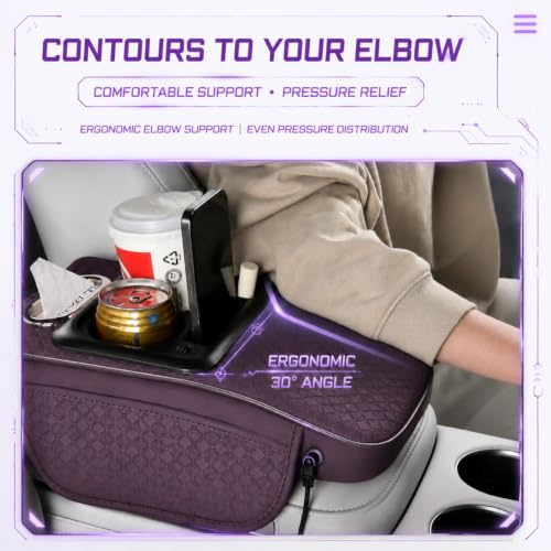 Car Center Console Armrest Cushion with USB& Type (Gray)