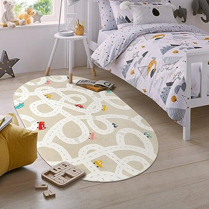 Kids Car Rug 3'x5' Washable Non (Tan / 3'x5')