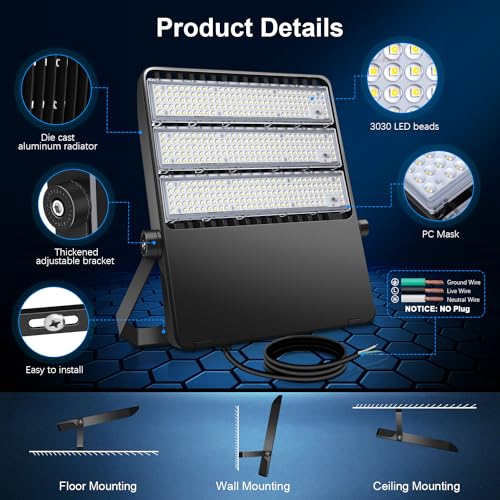 360W LED Stadium Flood Light for Parking Lot & Sports Arena (360W-1Pack)