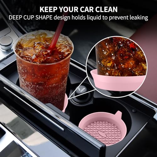 Car Cup Holder Coasters [4 Pack] Silicone Cups Mats (4 Pack-dusty Rose)