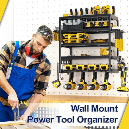 Power Tool Organizer Wall Mount (5-Tier 4 Drill Holders)
