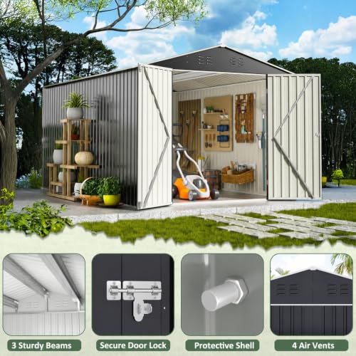 8X12 FT Outdoor Storage Shed Black (Black / 8X12 FT)