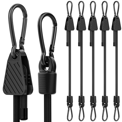Bungee Cords with Hooks (Black / 60" - 6 Pack - Black)