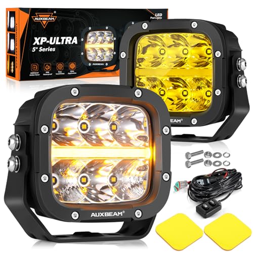 XP Ultra Series 5 Inch LED Pod Lights Offroad Light with Amber DRL (XP-Ultra 5 Inch Amber/White Combo & DRL)