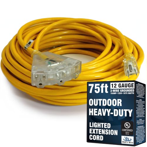 75 ft Outdoor Extension Cord (Yellow / 75 Ft)