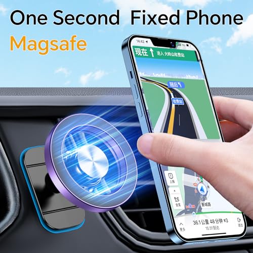 for Magsafe Car Mount【20 Strong Magnets】Magnetic Phone Holder for Car Phone Holder Mount Dash Mounted Holders Cell Phone Holders for Your Car Accessories for Women Men for iPhone 17 16 15 14 (Violet)