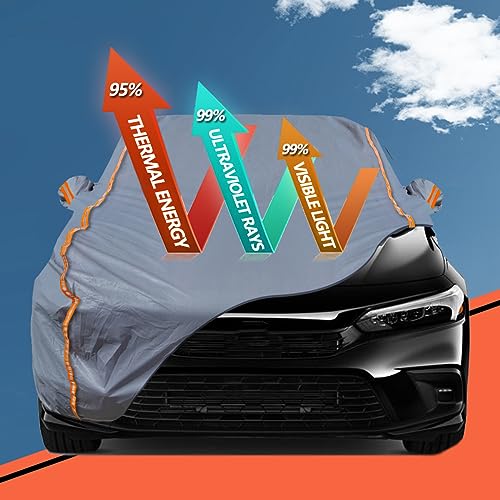 6 Layers PEVA Premium Full Car Cover Fit for Pickup Sedan hatchback SUVs MPV Rain and snow protection (Surrounding reflective strip / Pickup-XL( Fit for Pickup 230"- 260" ))