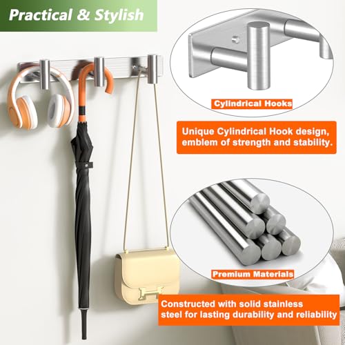 Wall Mounted Coat Rack ("T" Shape 3 Hooks - 1 Pack / Silver)