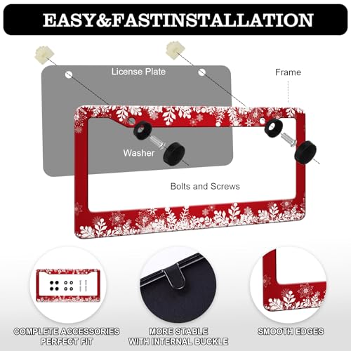 Red Christmas Ice Snowflake License Plate Frames (Red Christmas Ice Snowflake)