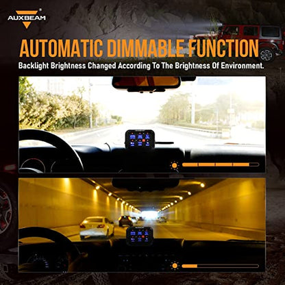 6 Gang Switch Panel BC60 Universal Circuit Control Relay System Automatic Dimmable LED Switch Pod Touch Control Panel Switch Box for Car Truck Pickup Boat UTV SUV (6 Gang / Blue (Without APP))