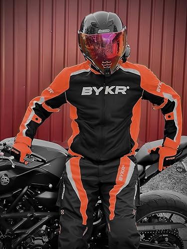 All Weather Motorcycle Gloves for Men & Women (Orange / X-Large)