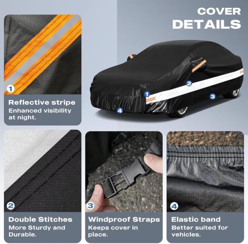 10 Layers Car Cover Custom Fit for Honda Accord (Black Gray / Custom Fit for Honda Accord)