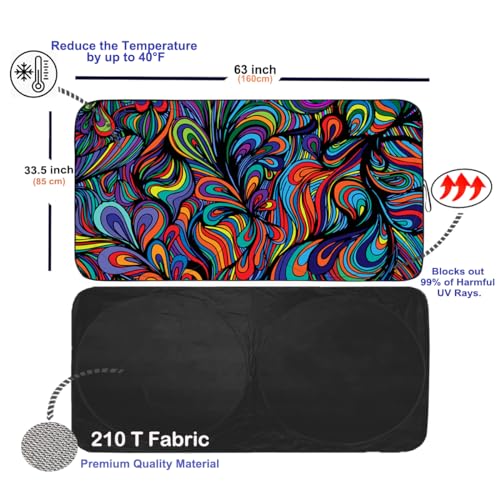 Windshield Sun Shade for Car Front Window Cover Sunshades Visor Automotive Sun Shield for Full (Abstract / Large)