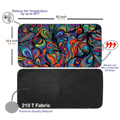 Windshield Sun Shade for Car Front Window Cover Sunshades Visor Automotive Sun Shield for Full (Abstract / Large)