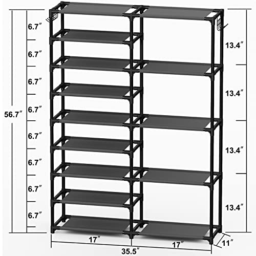9 Tier Shoe Rack Organizer (Black / 9-tier without wheels)