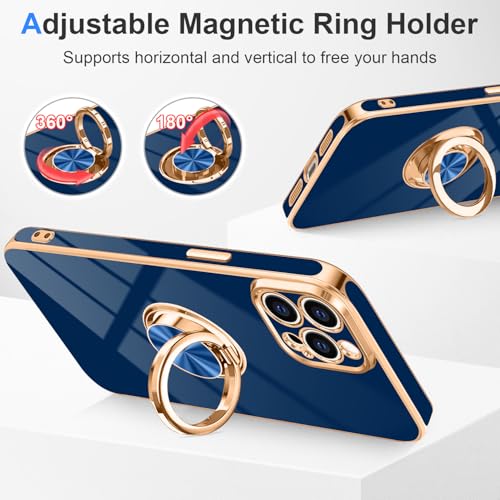 Designed for iPhone 15 Pro Max Case with Ring Stand Slim Blue (Blue / 6.7'' iPhone 15 Pro Max)