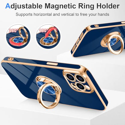 Designed for iPhone 15 Pro Max Case with Ring Stand Slim Blue (Blue / 6.7'' iPhone 15 Pro Max)
